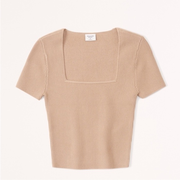Abercrombie Ottoman Square Neck Sweater Crop Tee XS - Picture 1 of 4